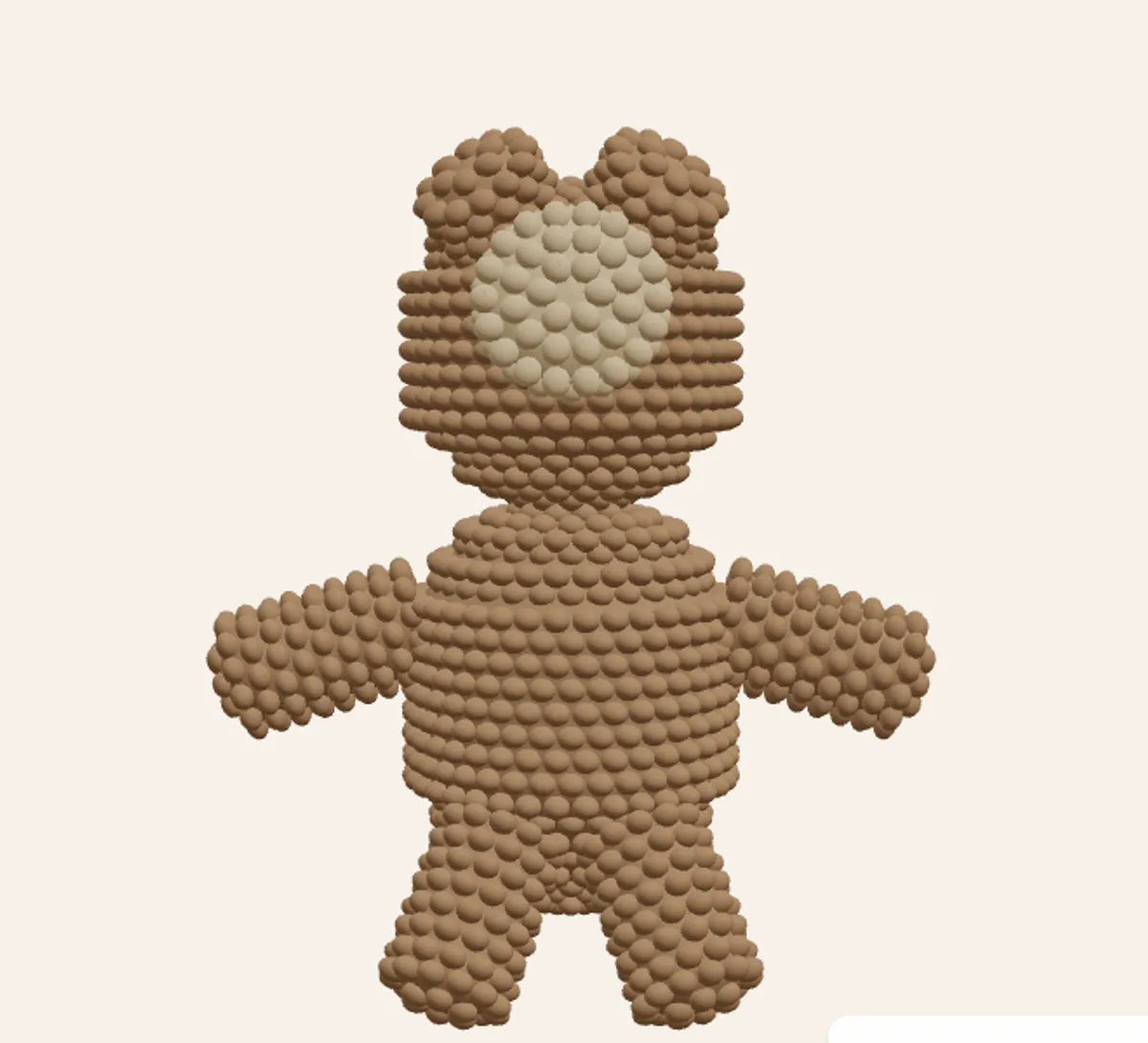 Un oso de crochet montado a partir de piezas en el diseñador de amigurumi de Knytstudio