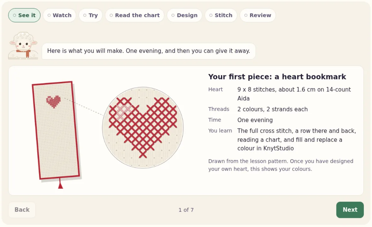 Learn to Cross Stitch for Free: An Interactive First Lesson