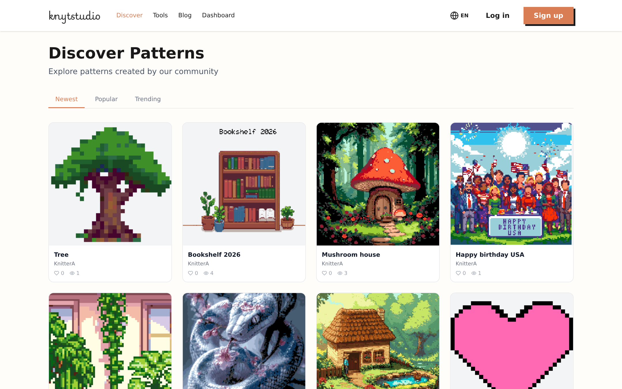 The Discover gallery showing community patterns