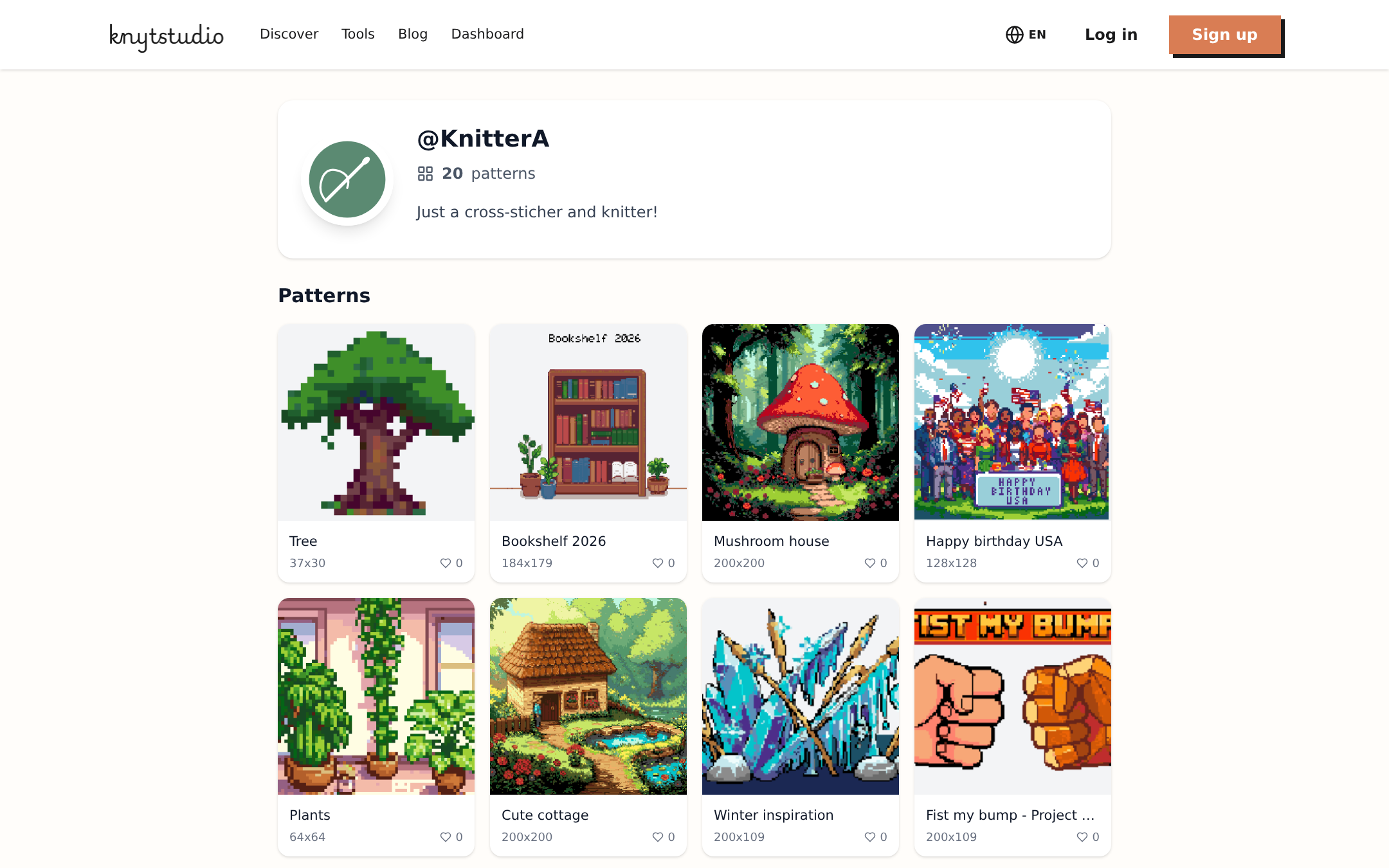 A Knytstudio user profile with published patterns